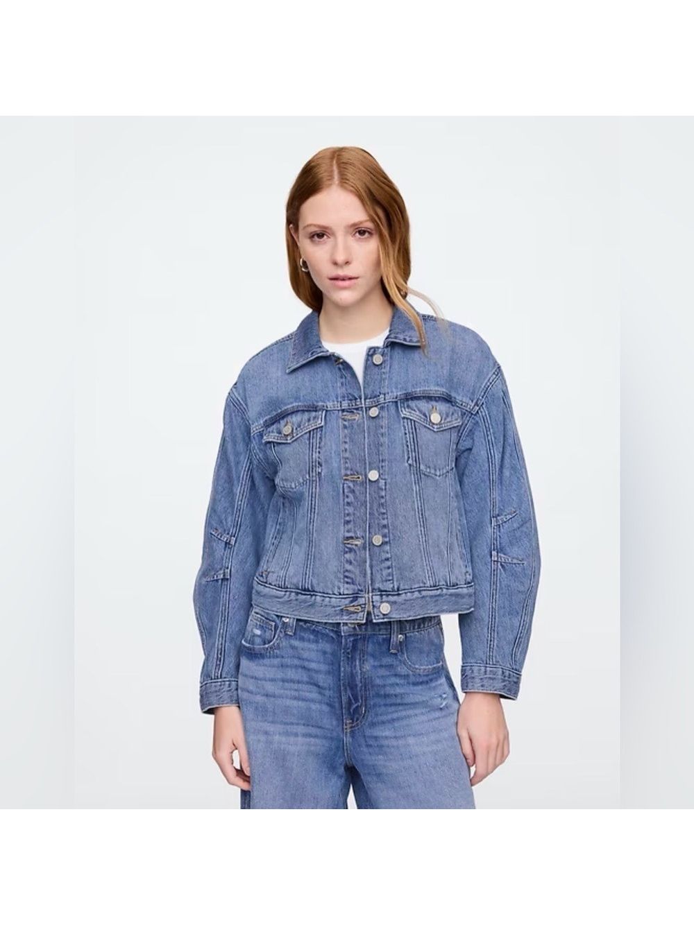 Gap Supersoft Barrel Sleeve Icon Denim Jacket Coat Casual Beachy Boho Nwot M